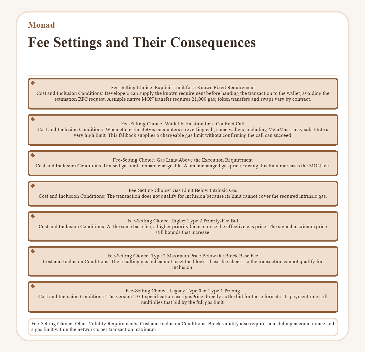 Monad: Fee Settings and Their Consequences